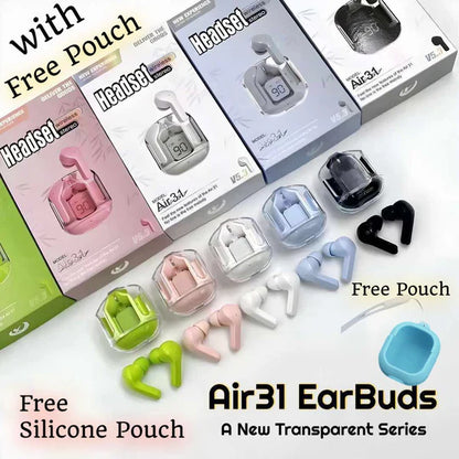 Air31 Earbuds Wireless Crystal Transparent Body ( Random Color )